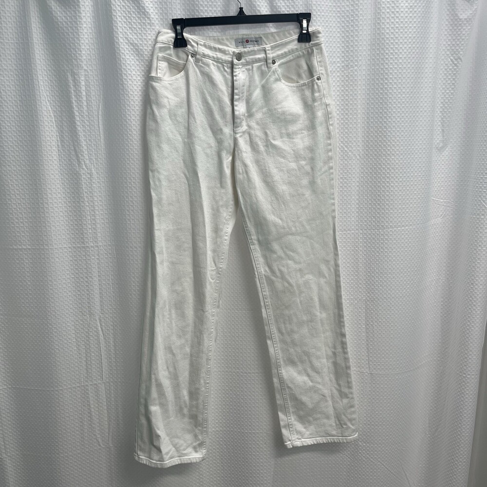 Vtg Saks Fifth Avenue White Denim Midrise Straight Leg Jeans 8‎